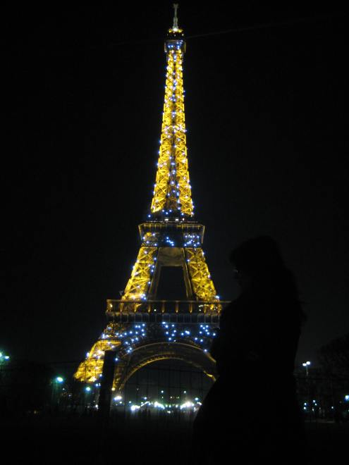 Eiffel Tower sparkling at night