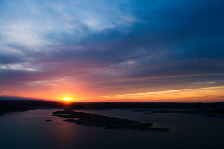 sunset at The Oasis on lake Travis