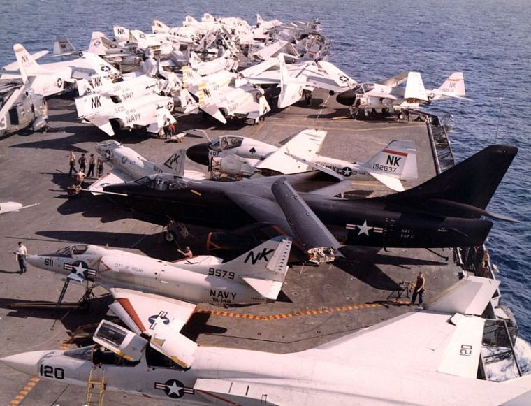 USS CONSTELLATION CVA-64 Flight deck 1967 A3 Skywarrior Image: Wikipedia 